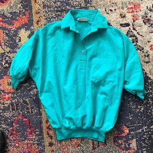 CORTIVA MADE IN THE USA SIZE SMALL VINTAGE SHORT SLEEVE COLLAR TURQUOISE
